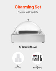 Countertop Food Serving Display Container Condiment Dispenser Tray With Lid