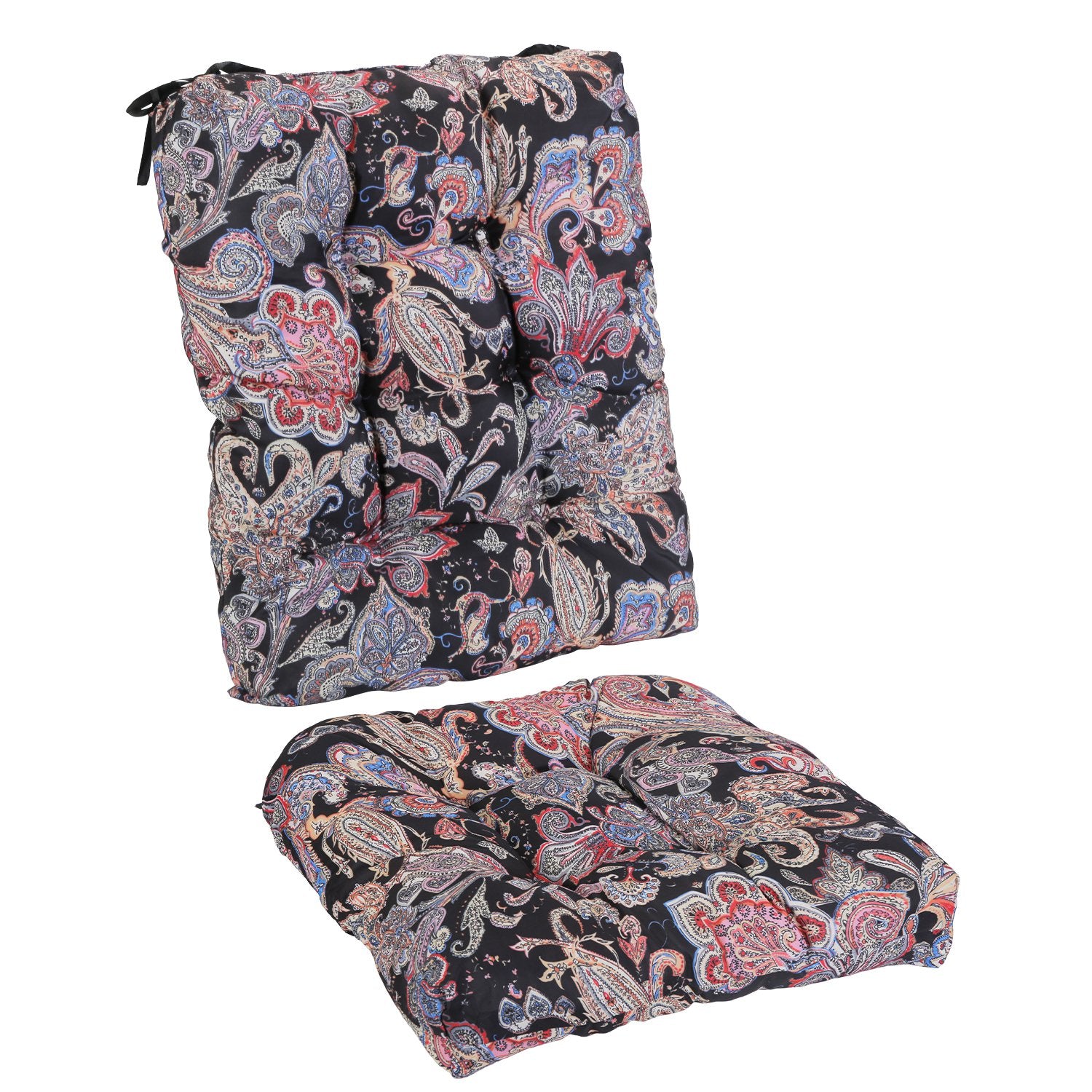 2Pcs Waterproof Rocking Chair Cushion Upper And Lower Back And Seat Sets With Non-Slip Ties Oxford Cloth Surface Polyester Filling Comfortable For Indoor Home Office Car