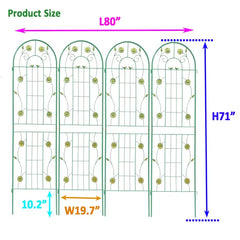 4 Pack Metal Garden Trellis 71" X 19.7" Rustproof Trellis For Climbing Plants Outdoor Flower Support
