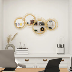 Ircle Mirror For Wall, Modern Metal Wall Art For Living Room, Bedroom And Dining Room, Gold
