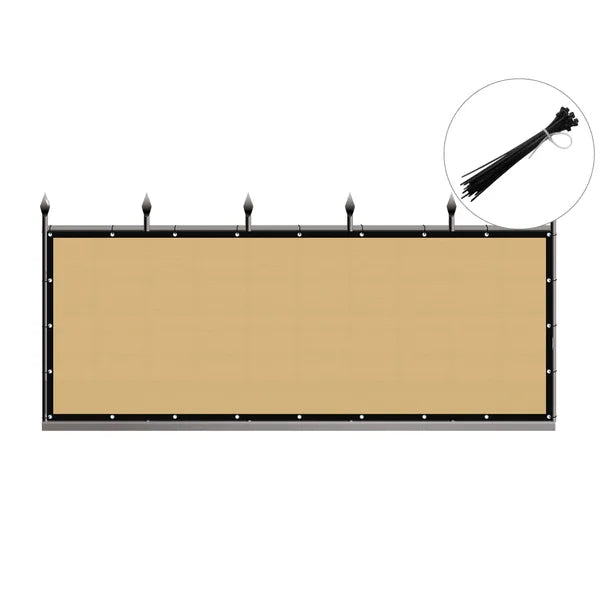 3ft*12ft Beige Sunshade Fence, An Outdoor Sun-proof And Heat-insulating Fence, A Must-have For Patios And Terraces