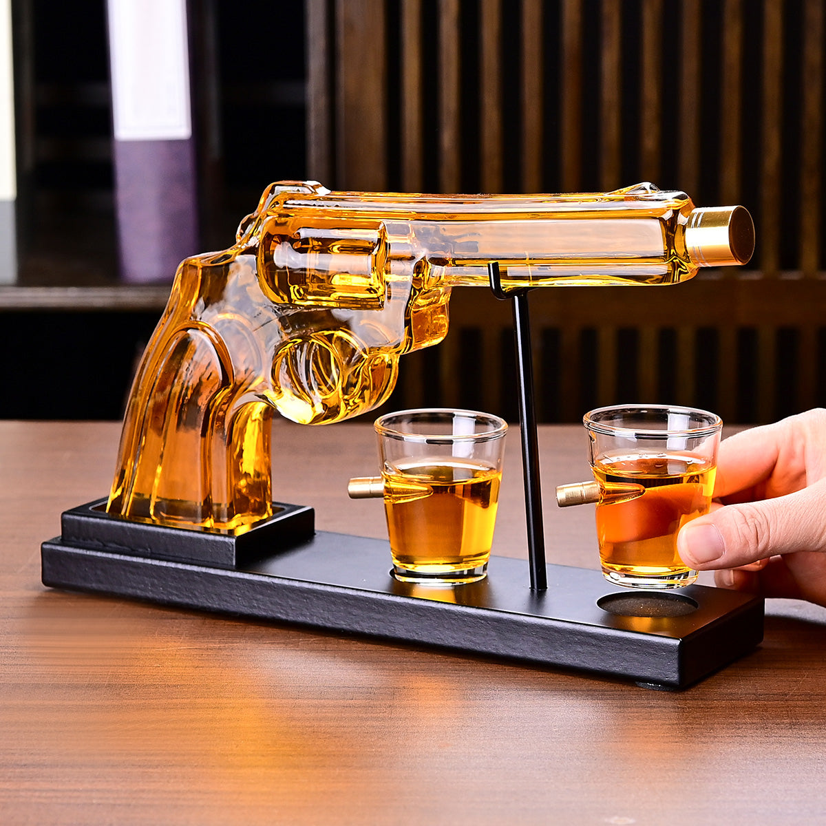 Gifts For Men Dad, 10 Oz Whiskey Gun Decanter Set  2 Bullet Glasses - Unique Birthday Pistol Gift Ideas Daughter Son, Personalized Liquor Dispenser - Scotch Bourbon Vodka, Him, Brother Husband