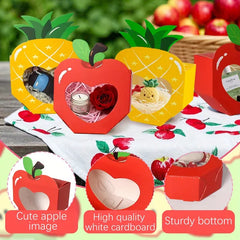 20 Pcs Summer Party 3D Treat Boxes With Clear Window Cute Mini Party Favor Bags Apple Pineapple Shaped 2 Styles Cookie Box For Pool Wedding Christmas Birthday Back To School Teacher