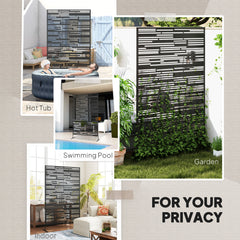 78 H X 48 W Metal Outdoor Privacy Screen, Freestanding Decorative Privacy Fence Screen For Balcony, Black