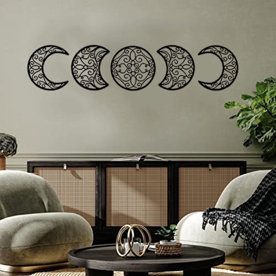 Crescent Moon Wall Art Set Of 5, Islamic Home Decor