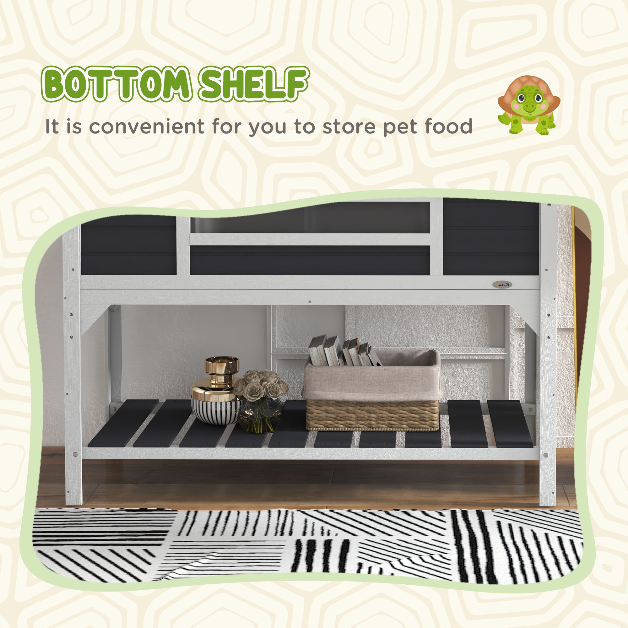 Tortoise Enclosure Tortoise House with Adjustable Lamp Holder Storage Shelf, Dual Main Houses, Openable Lid, Gray