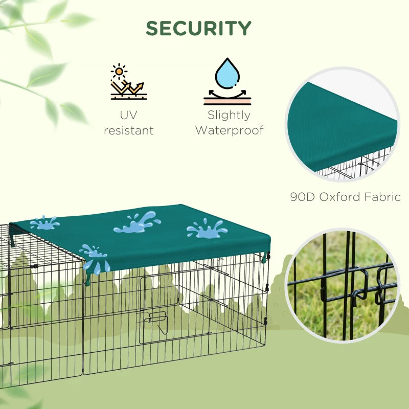 Small Animal Playpen With With Roof For Rabbits, Chicken, Chinchillas For Indoor Outdoor Use, Green