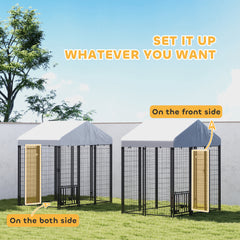 5.9' x 4' x 6' Outdoor Dog Kennel with Roof, Rotating & 4-Level Adjustable Bowls