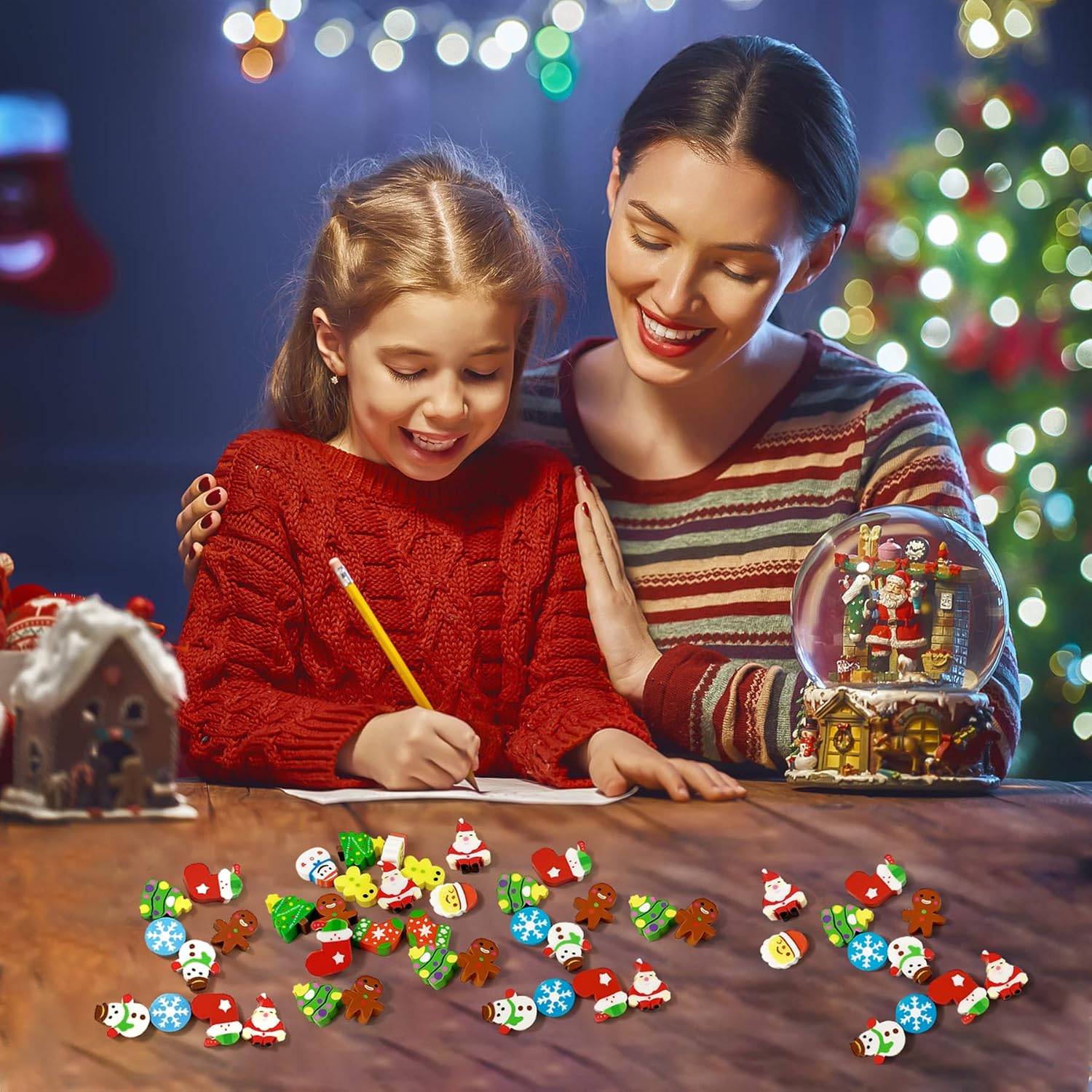 150 Pcs Christmas Cute Small Animal Erasers Bulk, Mini Erasers, Desk Pets, Christmas Pencil Erasers, Socks Santa Snowflakes Gift Filling Homework School Classroom Rewards Prizes Clearance