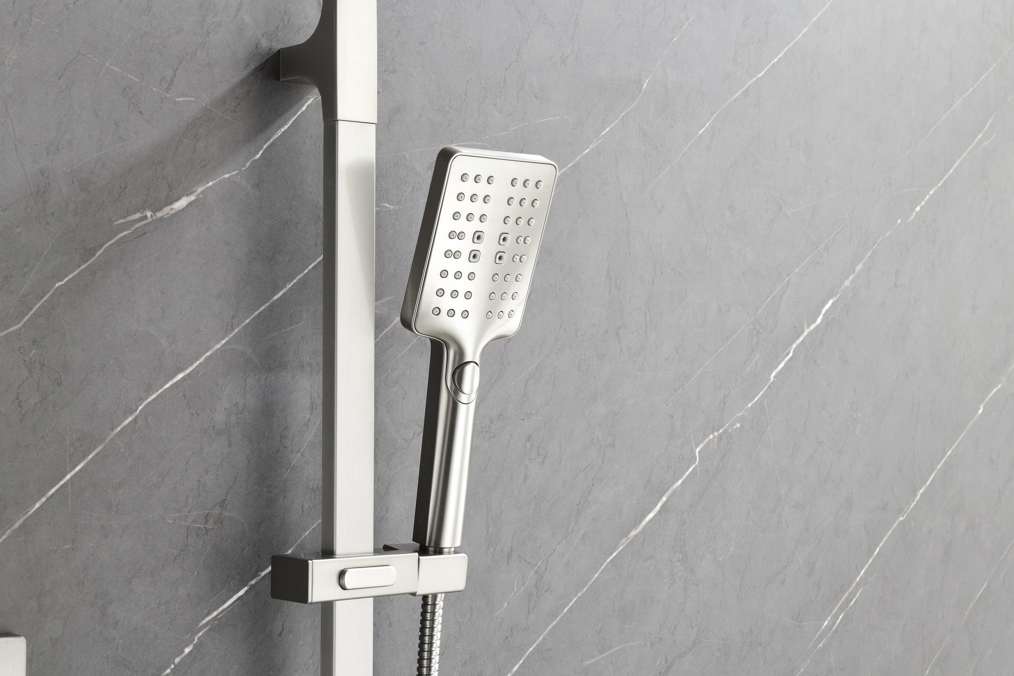 Shower System With Shower Head, Hand Shower, Slide Bar, Sprayer, Shower Arm, Hose, Valve Trim And Lever Handle