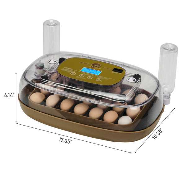 24 Egg Incubator With Automatic Egg Turning, 110V Digital Poultry Hatcher With LED Egg Candler, Temperature & Humidity Control, Auto Water Adding, For Chickens Ducks Quails, Khaki & Transparent
