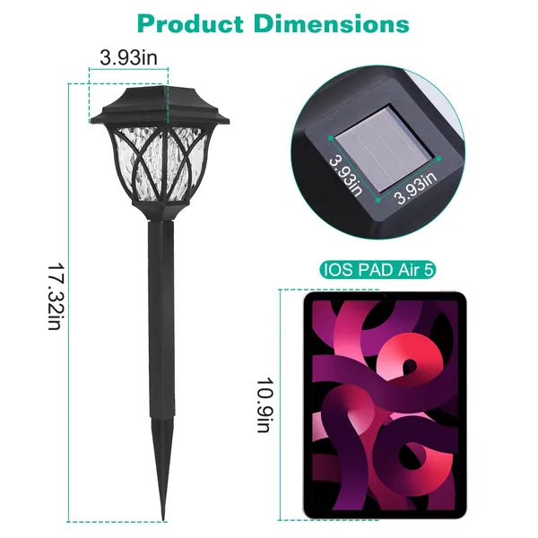 6Pack Solar Powered Stake Light Outdoor Decorative Landscape Lamp IP45 Waterproof Auto On Off Outdoor Light For Pathway Garden Yard Patio