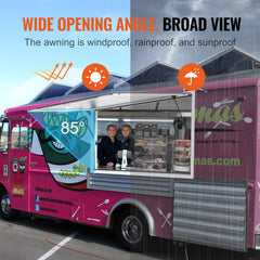 Concession Window 48"x36", Aluminum Alloy Food Truck Service Window With Awning Door & Drag Hook, Up To 85 Degrees Stand Serving Window For Food Trucks Concession Trailers, Glass Not Included