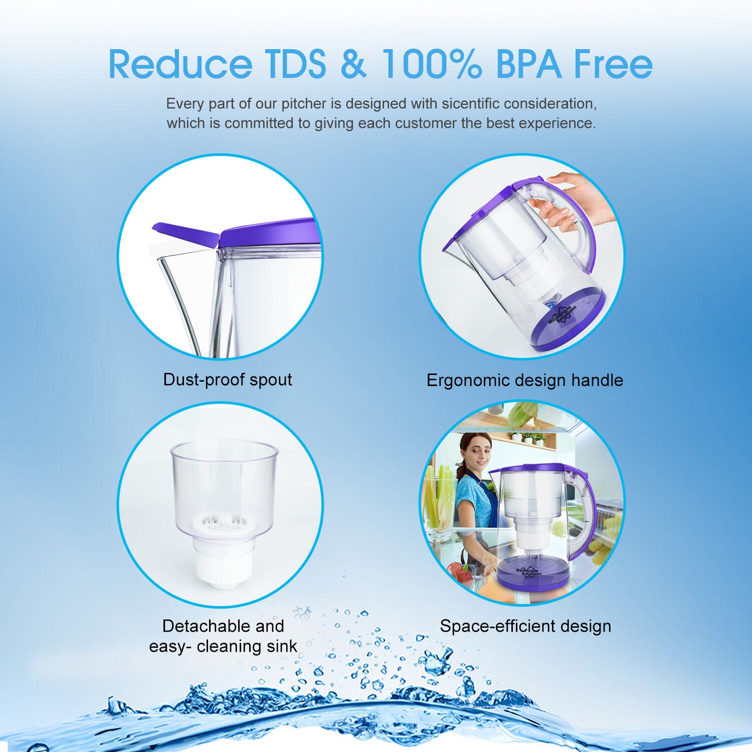 Simpure 3.5L Water Filter Pitcher Jug Hard Water Better Drinking Filtration DP05