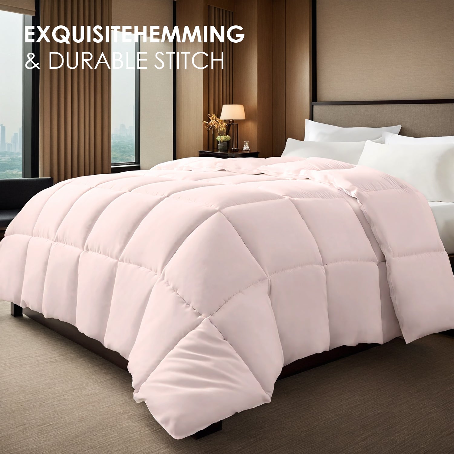 Pink Oversized Plump Thick Duvet Enhanced Warmth With Skin-friendly Comfort. Perfect For Cozy Bedrooms And Luxury Hotels. Fits Single Double Beds. Machine Washable. Ideal Christmas Gift.