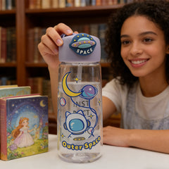 Astronaut Cat Plastic Bottle 400ml-Purple