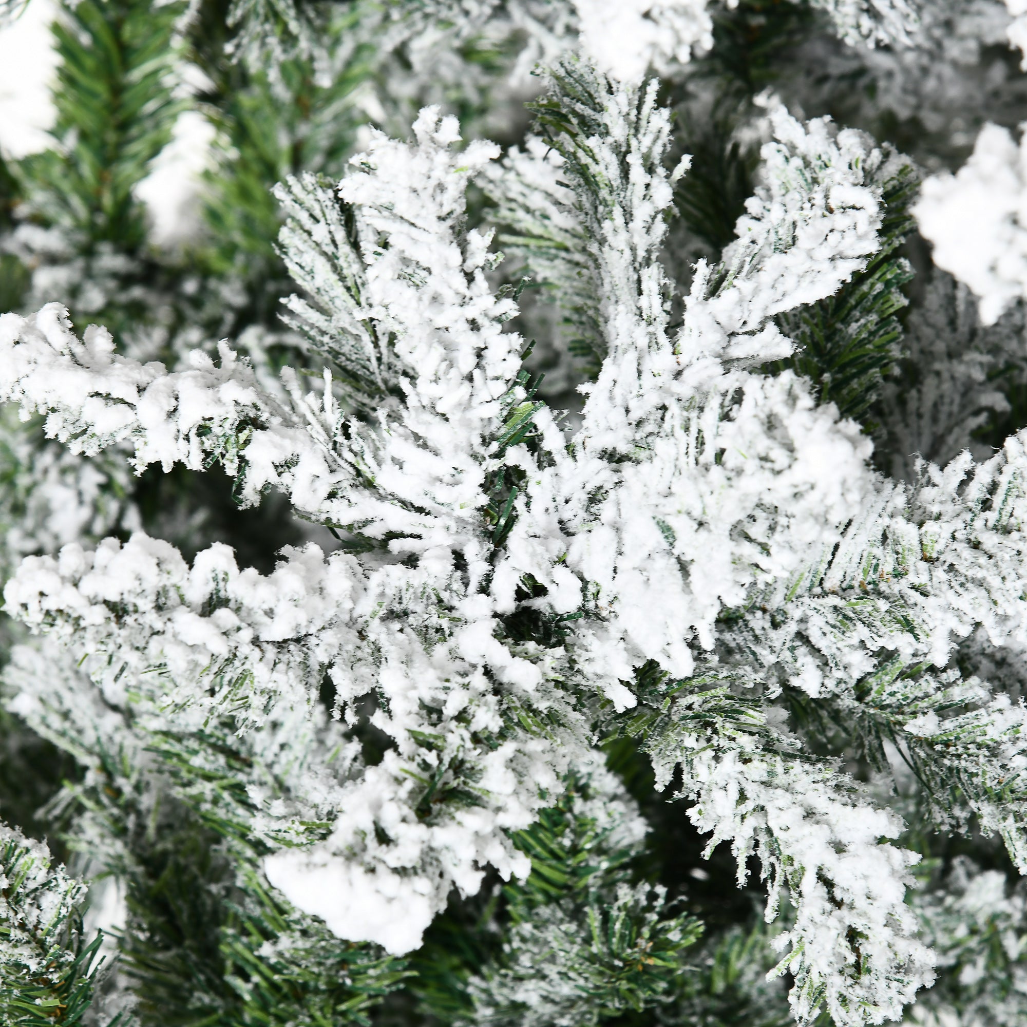 HOMCOM 9' Tall Unlit Snow Flocked Pine Artificial Christmas Tree With Realistic Branches, Green