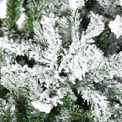 HOMCOM 9' Tall Unlit Snow Flocked Pine Artificial Christmas Tree With Realistic Branches, Green
