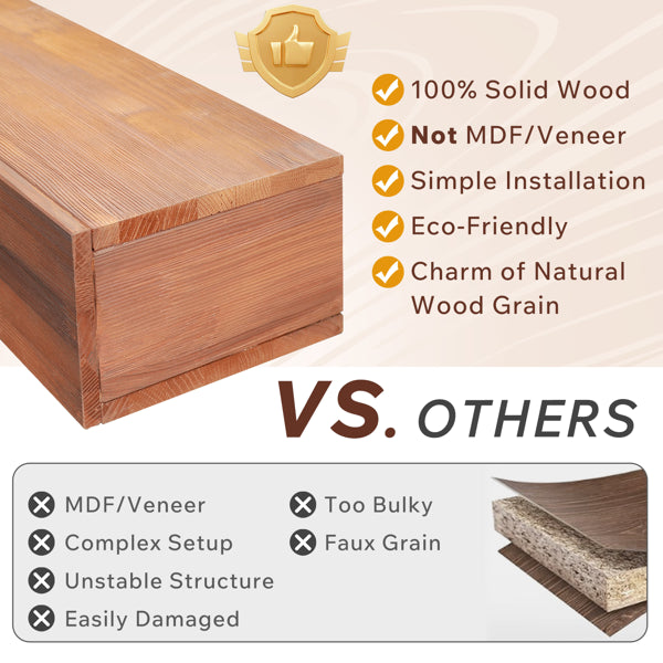 60" Rustic Wood Fireplace Mantel,Wall-Mounted & Floating Shelf For Home Decor