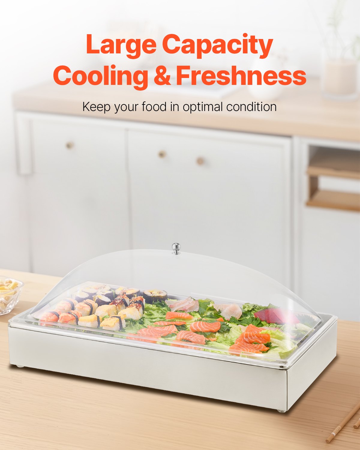 Countertop Food Serving Display Container Condiment Dispenser Tray With Lid
