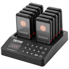 Restaurant Pager System, Wireless 400m Long Range Lineup Waiting Queue Signal, Guest Customer Calling Beepers With Vibration & Flashing, 10 Buzzers For Food Truck, Church, Nursery, Hospital