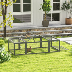 Large Wooden Rabbit Hutch Small Animal Habitat Enclosure Outdoor Run and Lockable Doors - Gray