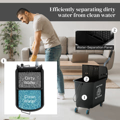 Compact Mop Bucket With Wringer, Mop Bucket On Wheels, 21 Quart, Separate Dirty And Clean Water, Black,TikTok Prohibits Sales