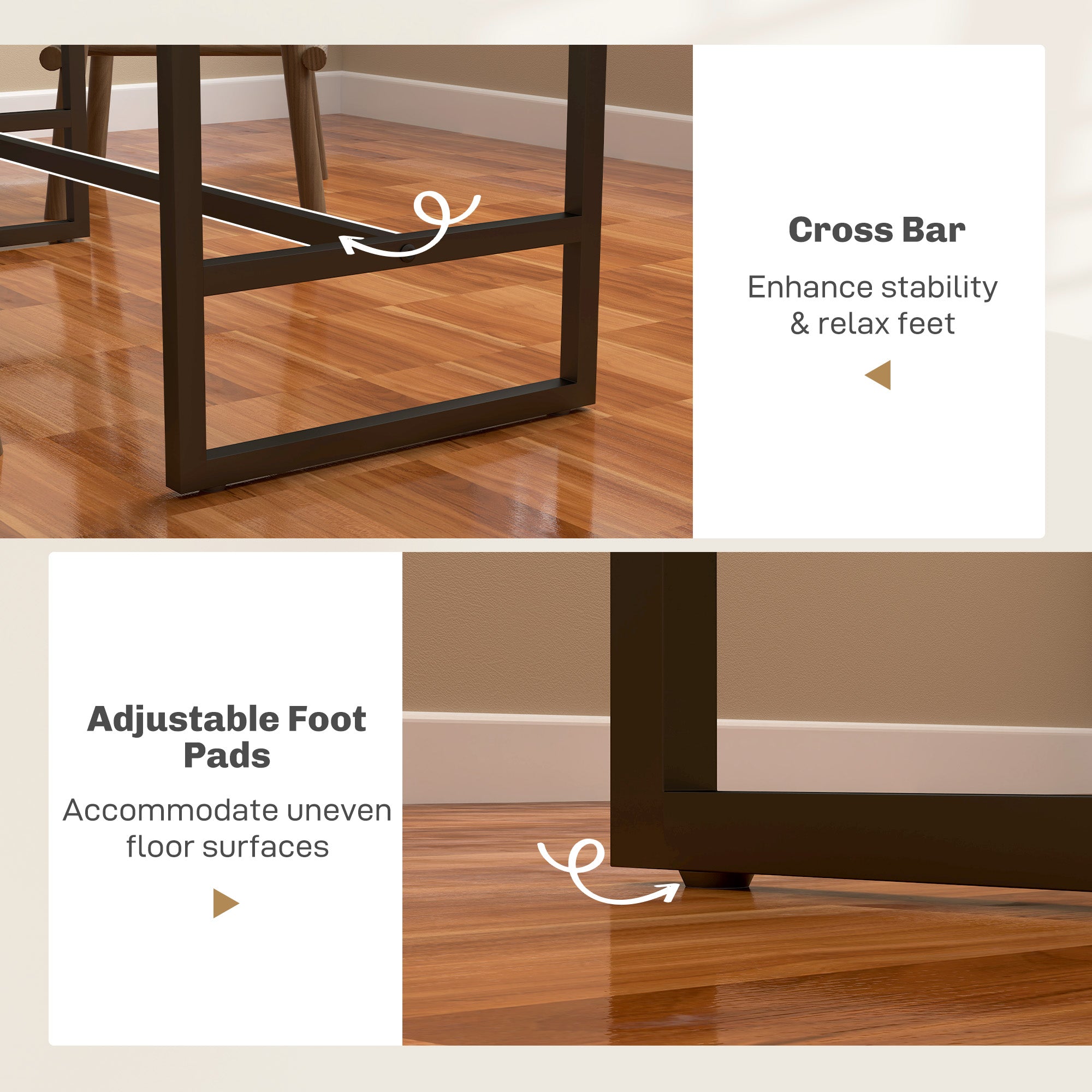 70" Bar Table with Charging Station, Industrial Rectangular Bar Height Pub Table with Steel Frame, Rustic Brown