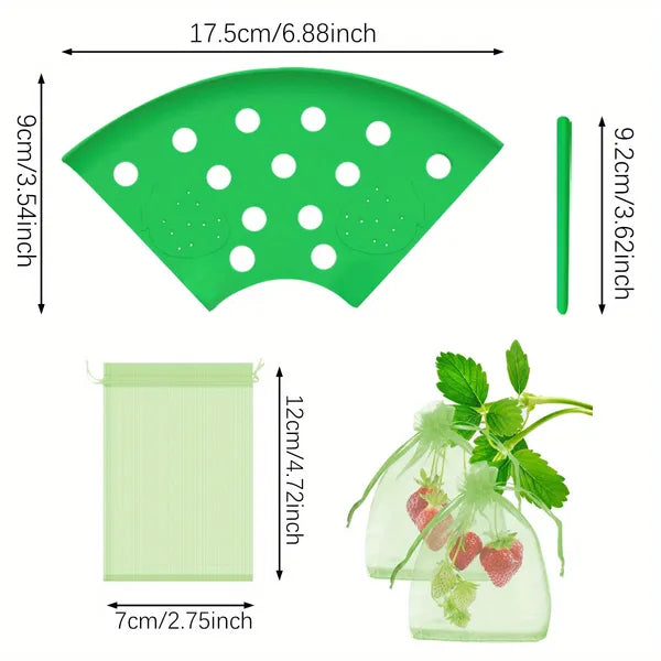 8Set Home Strawberry Planting Kit With 2 Sturdy Legs Inchlde 16 Strawberry Plant Supports 40 Insect-proof Mesh Bag Reusable Strawberry Growing Racks Frame Protecting Strawberry Plants
