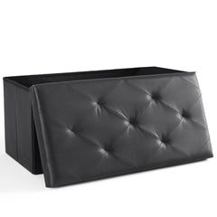 Foldable Storage Ottoman Bench 43in, Foot Rest Stool, Synthetic Leather Storage Chest With Thicker Foam Padded Seat For Entryway Living Room
