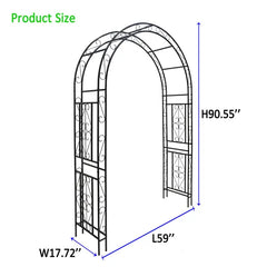 Metal Garden Arch L59'' X W17.71'' X H90.55'' Climbing Plants Support Rose Arch Outdoor Black
