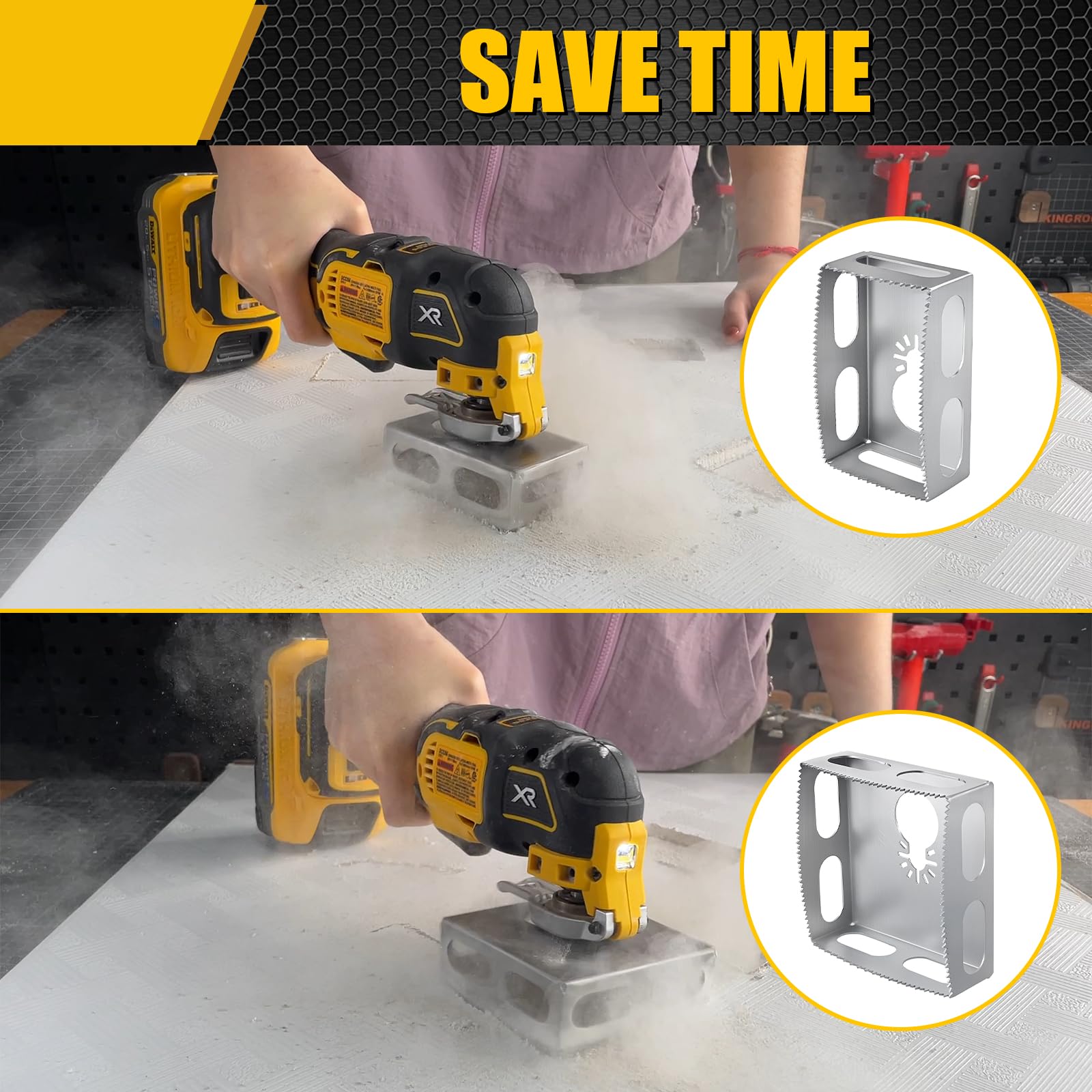 2 Pcs Square Slot Cutter Compatible For  20V  Milwukee M18 Oscillating Multi-Tool To Cut In Single Gang Wall Boxes,Outlet Cutter For Drywall Efficient Carving Tool Rectangle Square