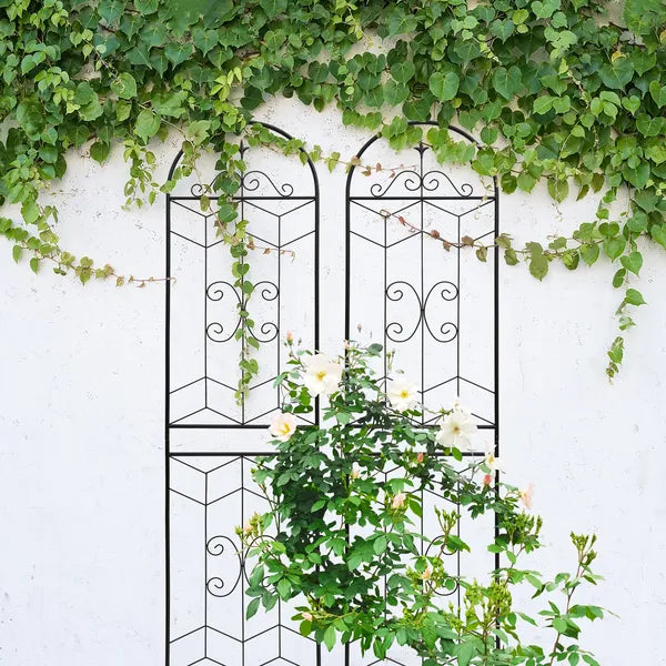 2 Pack Metal Garden Trellis 86.7" X 19.7" Rustproof Trellis For Climbing Plants Outdoor Flower Support Black