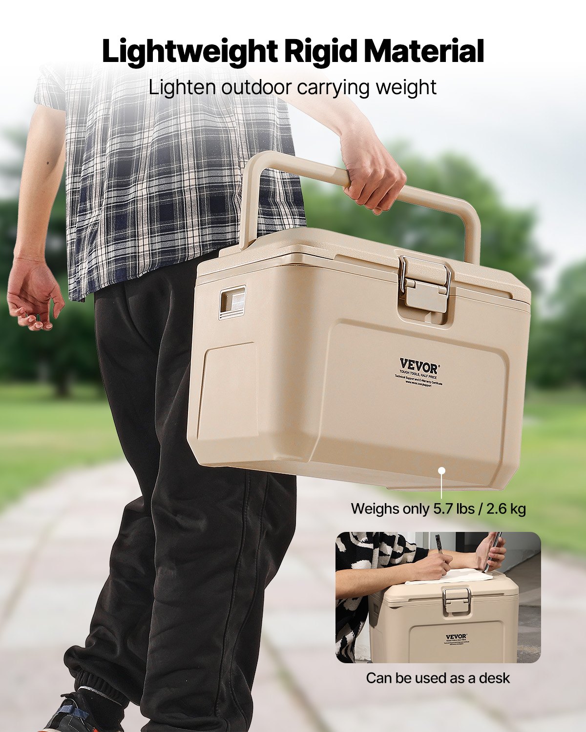 Portable Cooler 16.5 QT Insulated Hard Cooler 23 Can Capacity With Cup Holder