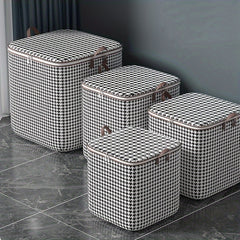 3pcs Mixed Set,100L 140L 180L,Stylish Foldable Zippered Storage Bags, Travel Organizer,Large Capacity, Portable, Moisture-Proof Non-Woven Fabric Solution, Houndstooth Print
