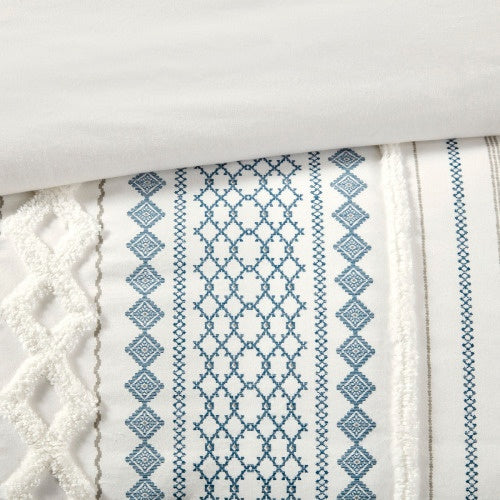 King Cal King Cotton Printed Duvet Cover Set With Chenille