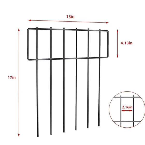 6PC 13inch*17inch Black Metal Protective Decorative Garden Fence, Animal Barrier, Yard And Lawn Isolation Fence, Outdoor Wrought Iron Fence