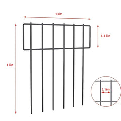 6PC 13inch*17inch Black Metal Protective Decorative Garden Fence, Animal Barrier, Yard And Lawn Isolation Fence, Outdoor Wrought Iron Fence