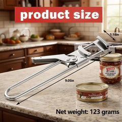 Multifunctional Adjustable Stainless Steel Can Opener Suitable For Those With Weak Hands Or Elderly People With Arthritis. Portable Metal Kitchen Utensil.