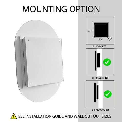 20x34 Inch Oval Recessed Metal Frame Bathroom Wall Cabinet With Mirror And Adjustable Shelves Unavailable Platforms- Temu