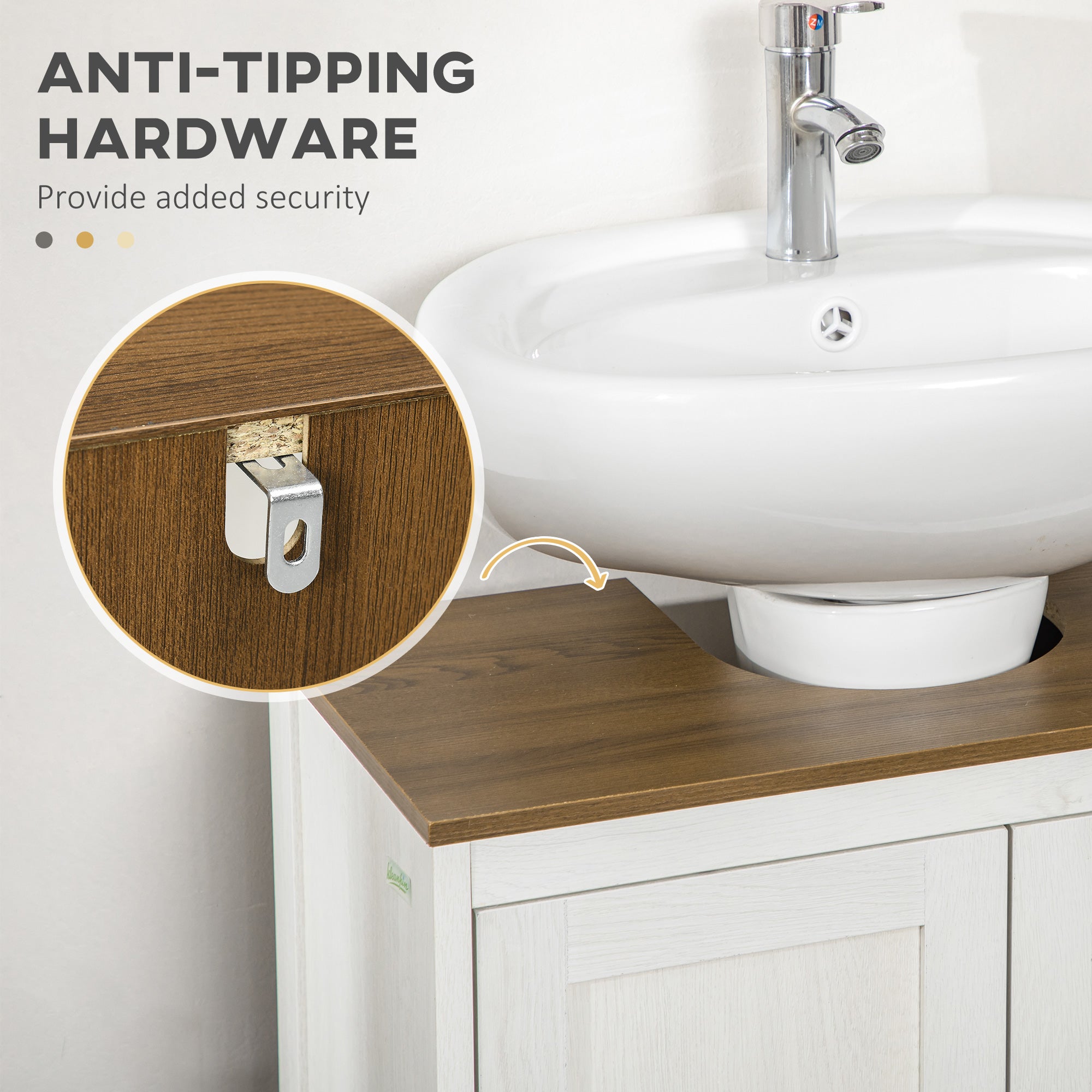 Bathroom Sink Cabinet, Freestanding Under Sink Cabinet Adjustable Shelf