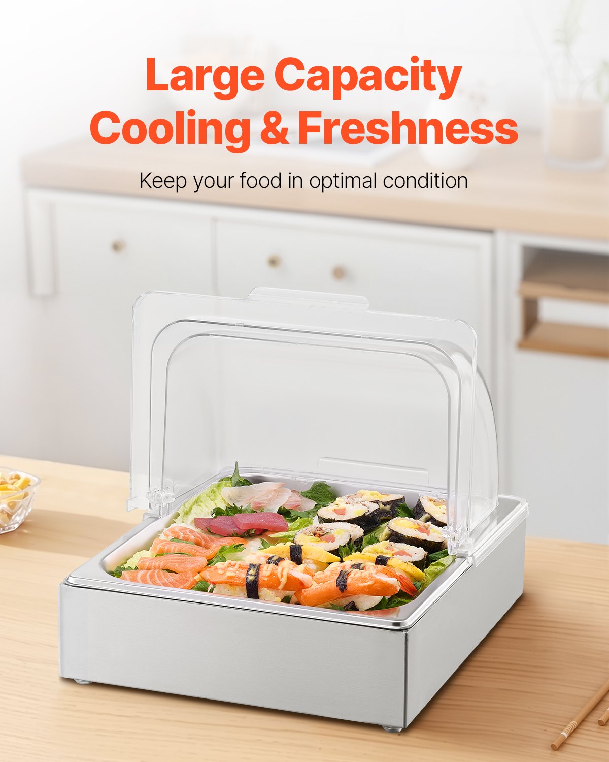 Countertop Food Serving Display Container Condiment Dispenser Tray With Lid