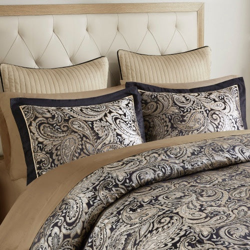 12 Piece Comforter Set With Cotton Bed Sheets Black Full