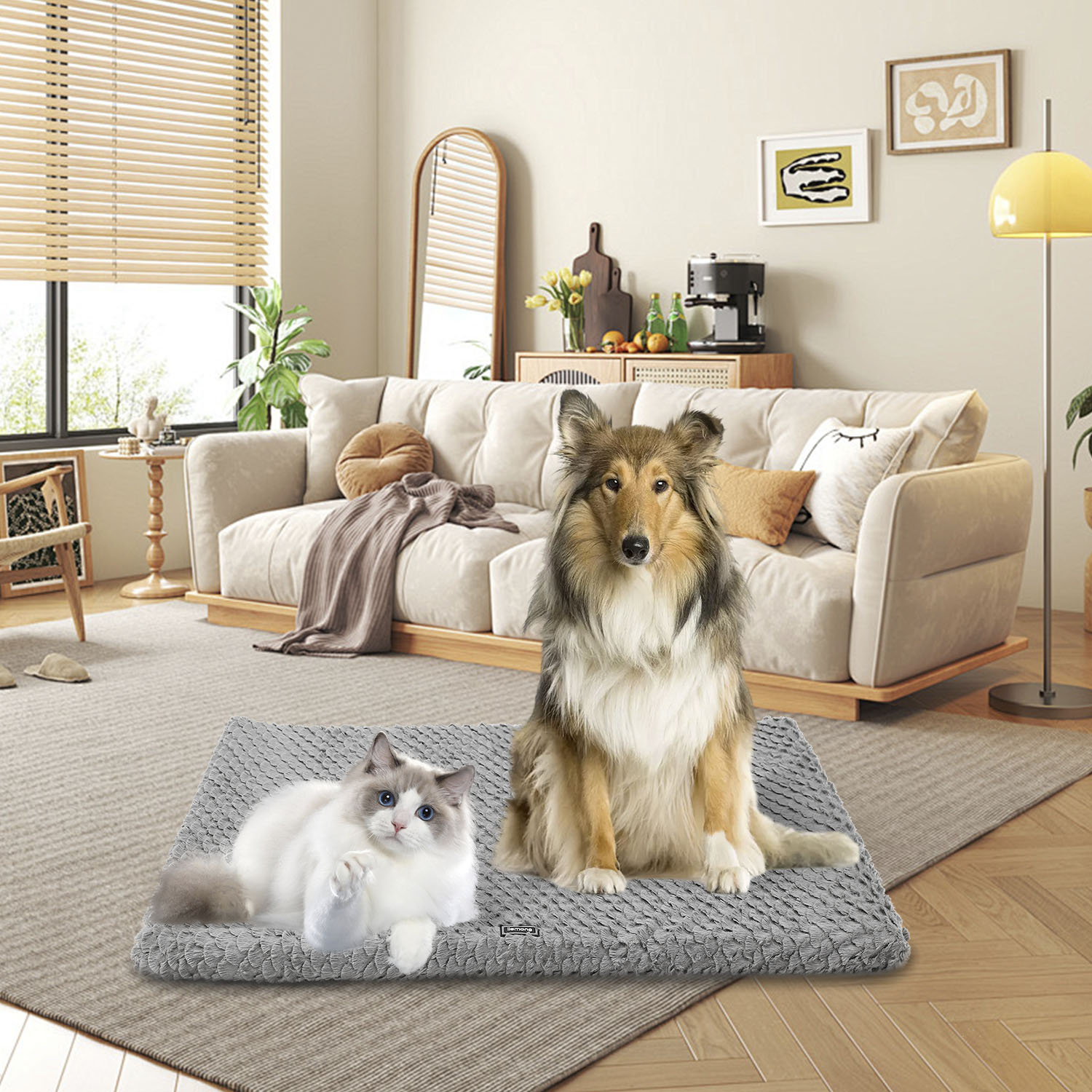 Premium Plush Dog Bed With Removable Washable Cover - All-Season Anti-Slip Pet Mat For Dogs & Cats, Indoor Outdoor Use In Crate, Kennel & Home - Ultra Soft Warmth For Year-Round Comfort