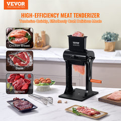 Commercial Meat Tenderizer, Heavy Duty Stainless Steel Meat Tenderizer Machine, Quick And Easy Manual Operation Kitchen Tool, 5.8' Feed Port For Beef, Turkey, Chicken, Pork, Steak, And Fish