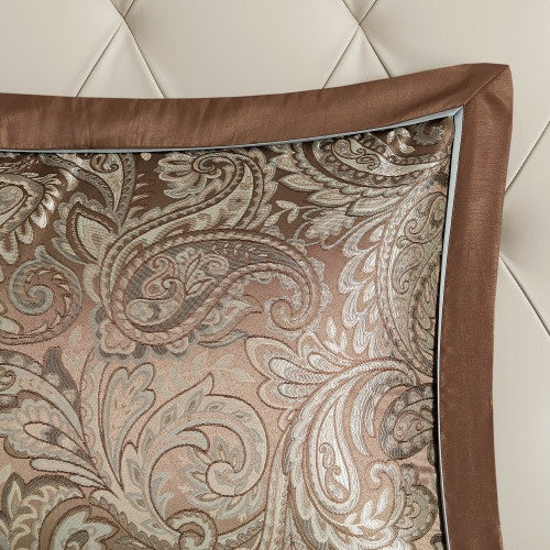 12 Piece Comforter Set With Cotton Bed Sheets Blue Brown Full