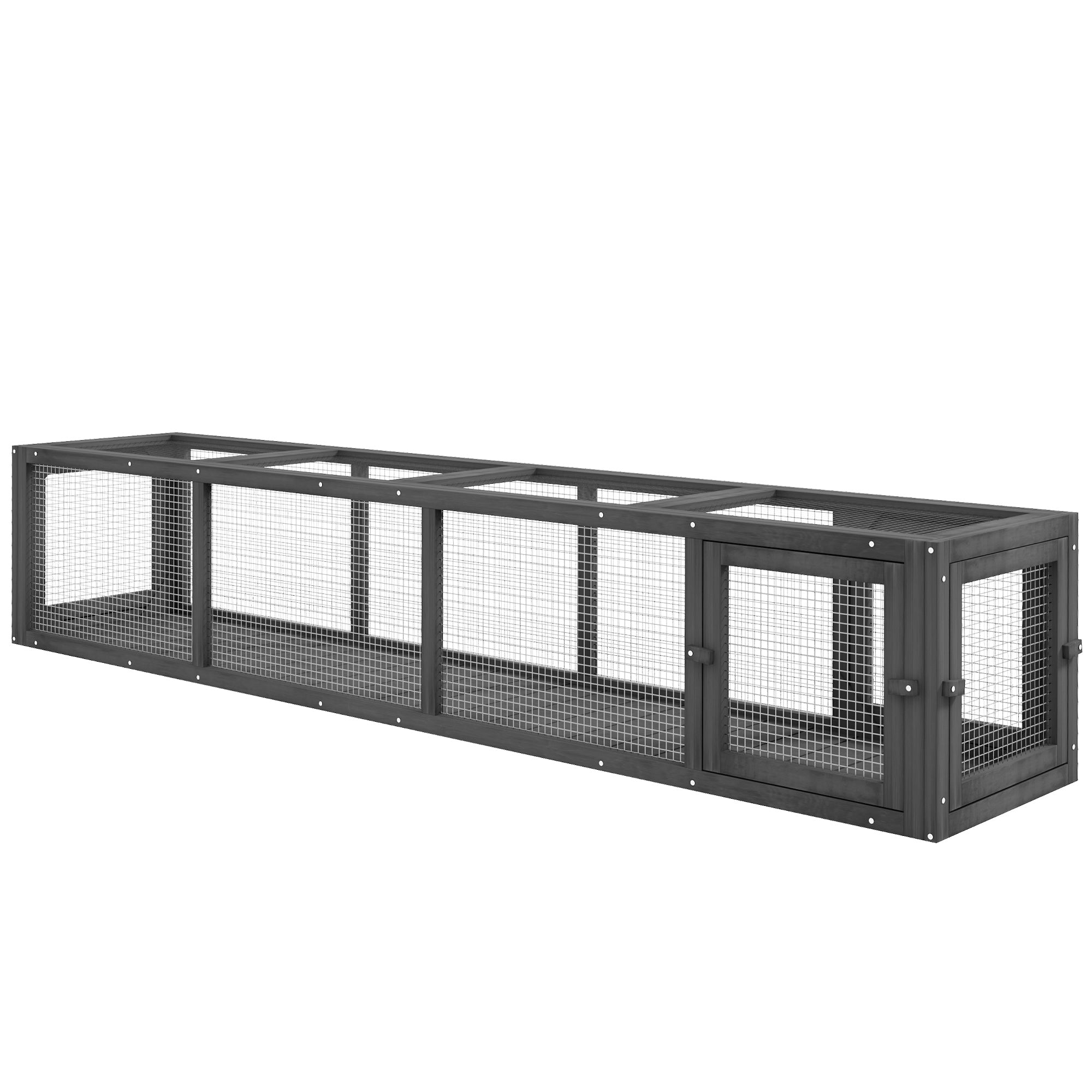 Wooden Cat Run with Weather Protection, Connecting Inside and Outside, 79"L x 15"W x 15"H, Dark Gray