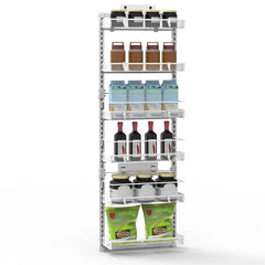 Over The Door Pantry Organizer 6-Tier Pantry Door Organizer Carbon Steel 110LBS Loading Easy Install Behind Door Storage For Closet Kitchen Bathroom 50.19'H 17.12'W 5.51'D