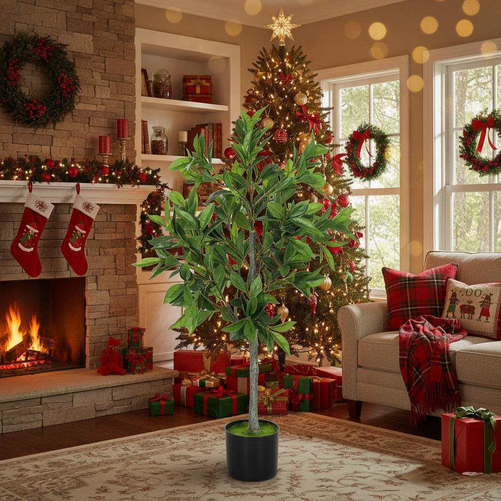 Artificial Tree Christmas Potted Plant Natural Green Holiday Decor For Living Room Office Home