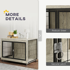 39inch Dog Crate Furniture End Side Table With Wheels